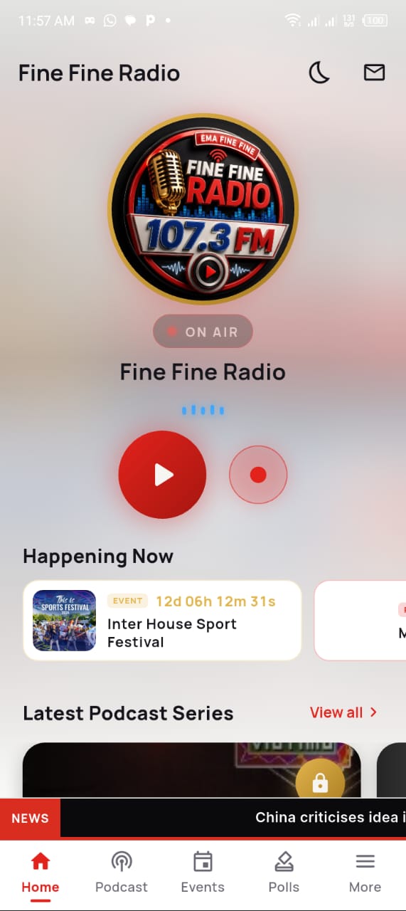 Radio app &mdash; Station home screen, live & on air