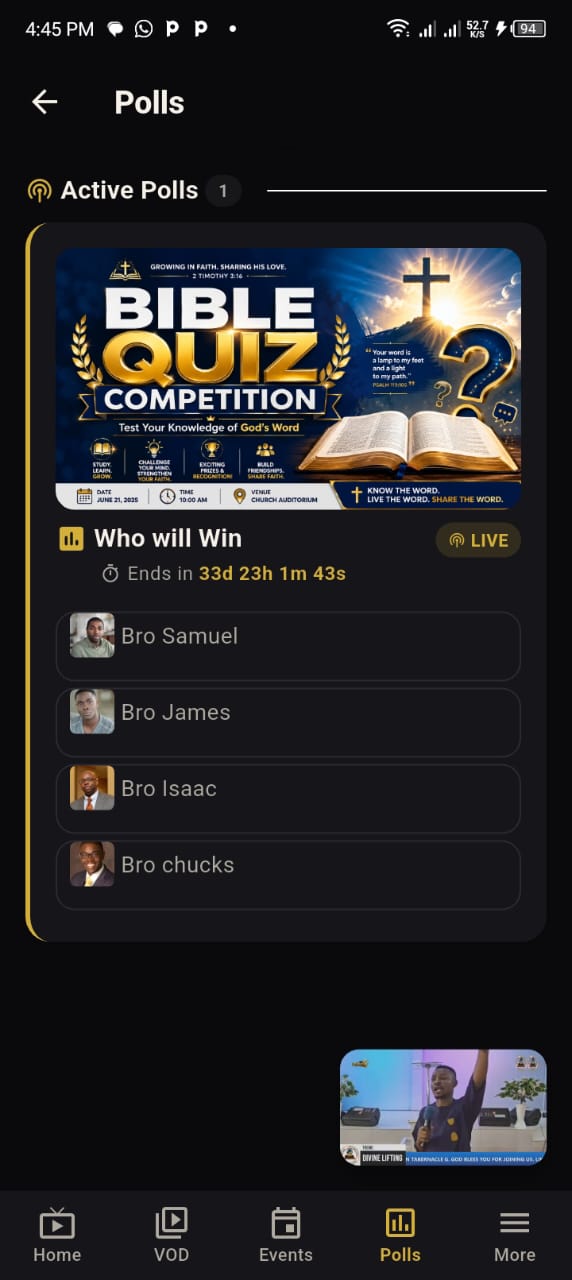 TV app &mdash; Polls & comments, video keeps playing