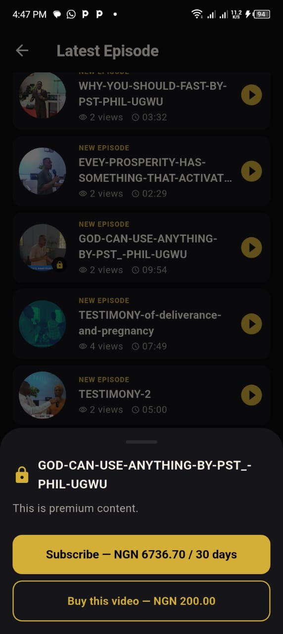 TV app &mdash; Episode library with paid unlocks